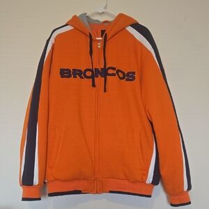 Orange Broncos Coat with Blue and White Accents